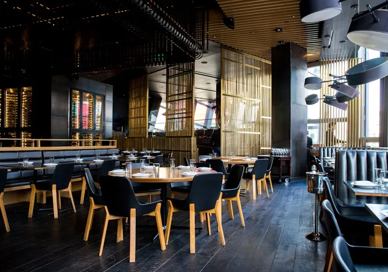 An empty restaurant dining room