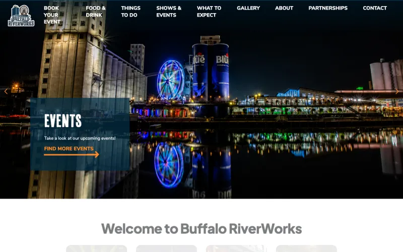 Página de inicio de Buffalo RiverWorks, creada y administrada por Kliento